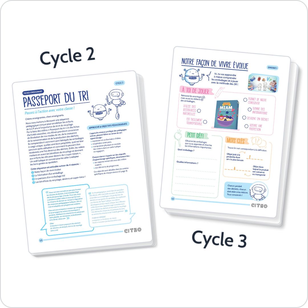 Fiches - Le passeport du tri (Cycles 2 & 3)